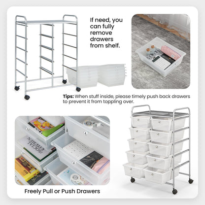 10 Drawers Rolling Cart, Classroom Organizers - Goflame