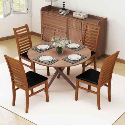 Goflame Wooden Dining Chairs Set PU Leather Upholstered Kitchen Armless Chairs w/Rubber Wood Legs