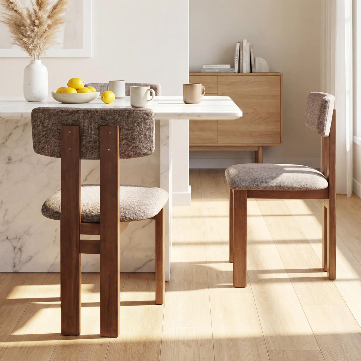 Goflame Upholstered Kitchen Chairs with Curved Backrest