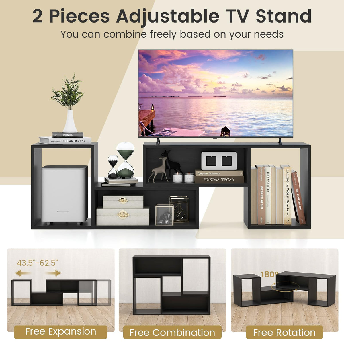 Goflame Bookshelf TV Stand for TVs up to 55"