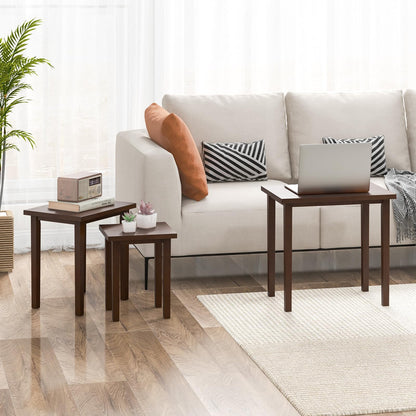 Goflame Nesting Tables Set of 3, Farmhouse Stacking Side Tables with Rubber Legs
