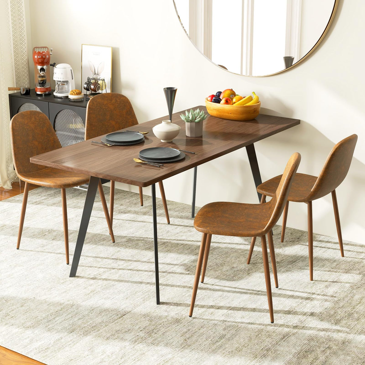 Goflame Upholstered Dining Chairs Set of 4 PU Leather Kitchen Side Chairs w/Padded Seats