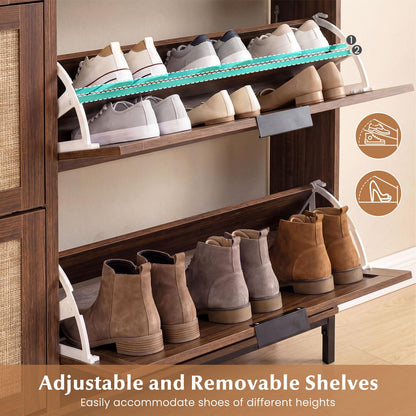 Goflame Large Shoe Storage Cabinet w/ 4 Flip Drawers