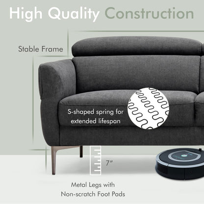 Goflame Couch, Upholstered Loveseat with Lift-up Headrest and Metal Legs