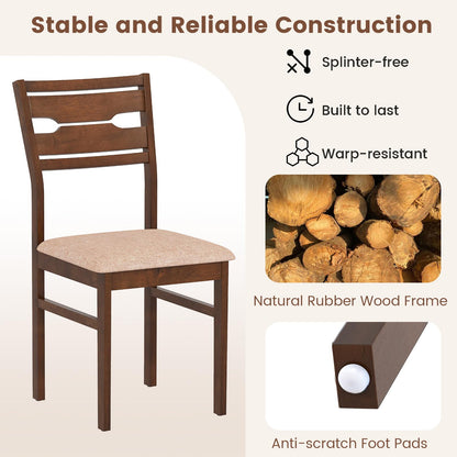 Goflame Wooden Dining Chairs Set of 2/4 Fabric Upholstered Kitchen Armless Chairs