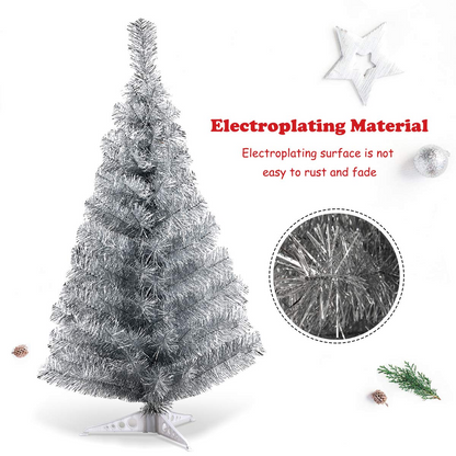 Goflame 3ft Silver Pencil Christmas Tree, Artificial Slim Tree - GoflameUS