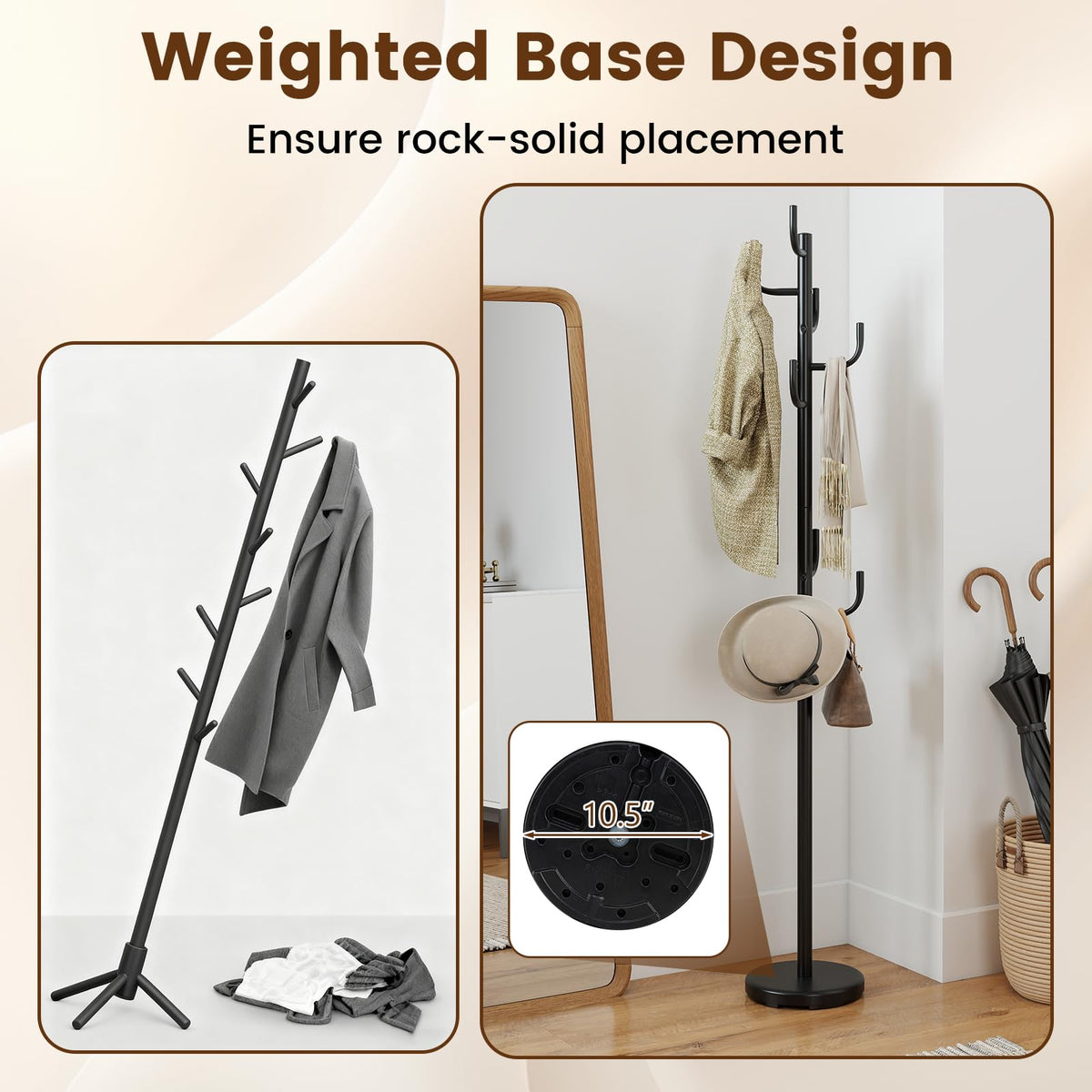Goflame 69" Metal Coat Rack 8-Hook Cactus Clothes Stand