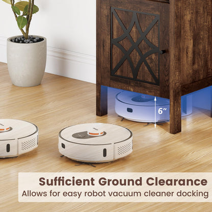 Goflame Robot Vacuum Storage Cabinet with Door and Open Shelf for Living Room Bedroom