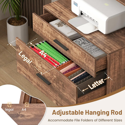 Goflame Tall 2-Drawer File Cabinet - Filing Cabinet
