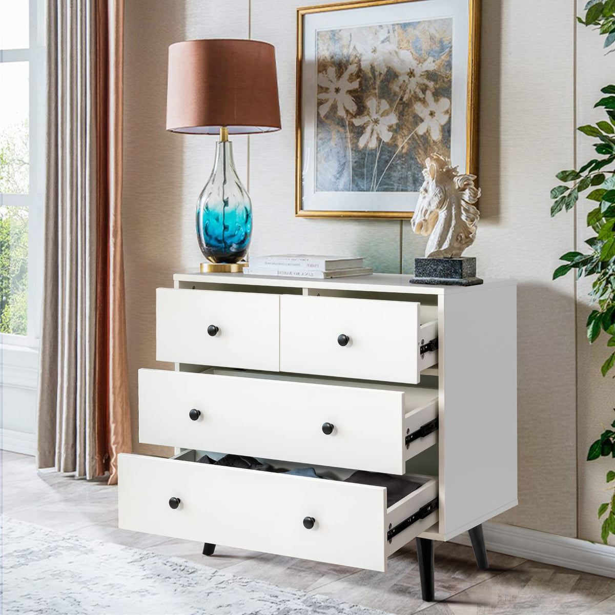 4 Drawer Dresser for Bedroom, Modern Chest of Drawers, Wood Storage Dresser Organizer for Closet
