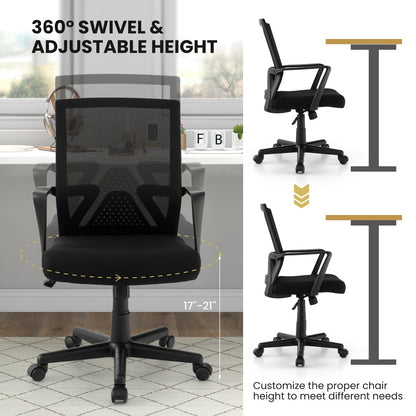 Goflame Office Desk Chair with Lumbar Support, Ergonomic Mesh Office Chair with Wheels and Armrests