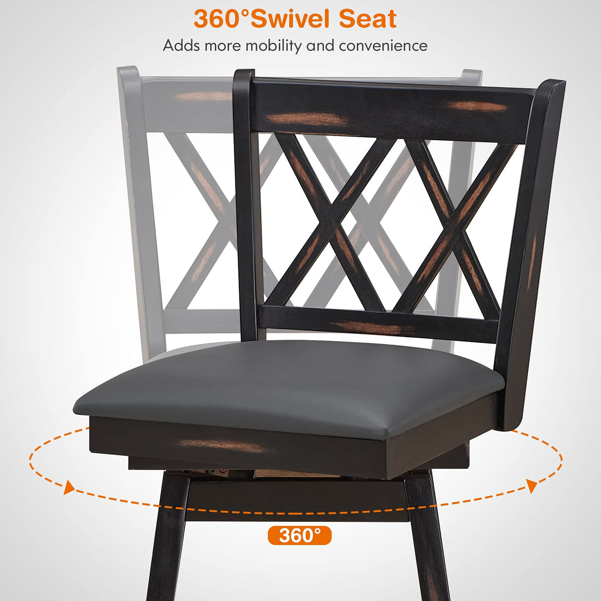 Goflame Bar Stool with Foot Rest Upholstered Cushion & Ergonomic Backrest