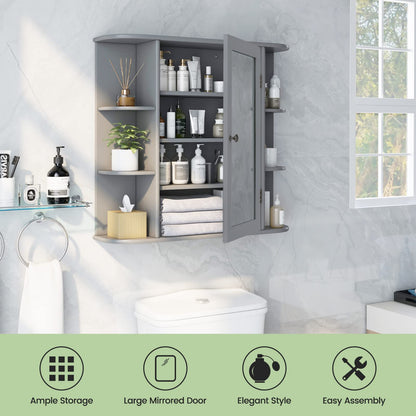 Goflame Mirrored Bathroom Medicine Cabinet - Wall Mounted Bathroom Hanging Cabinet with Single Door