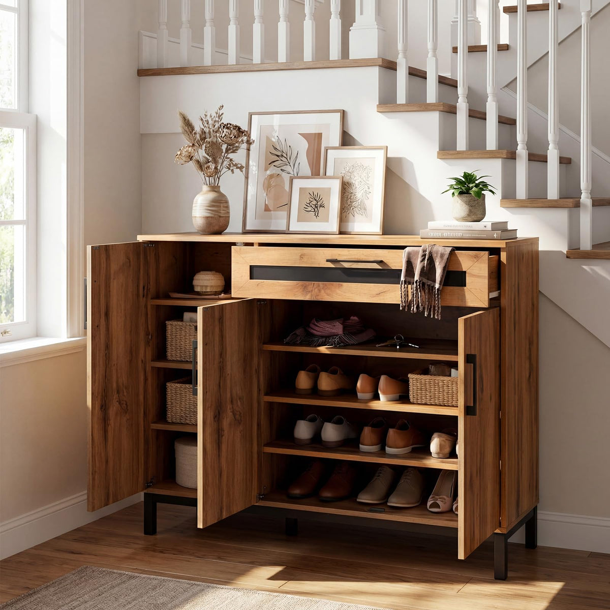 Goflame 48" Buffet Cabinet with Storage 3-Door Large Farmhouse Sideboard
