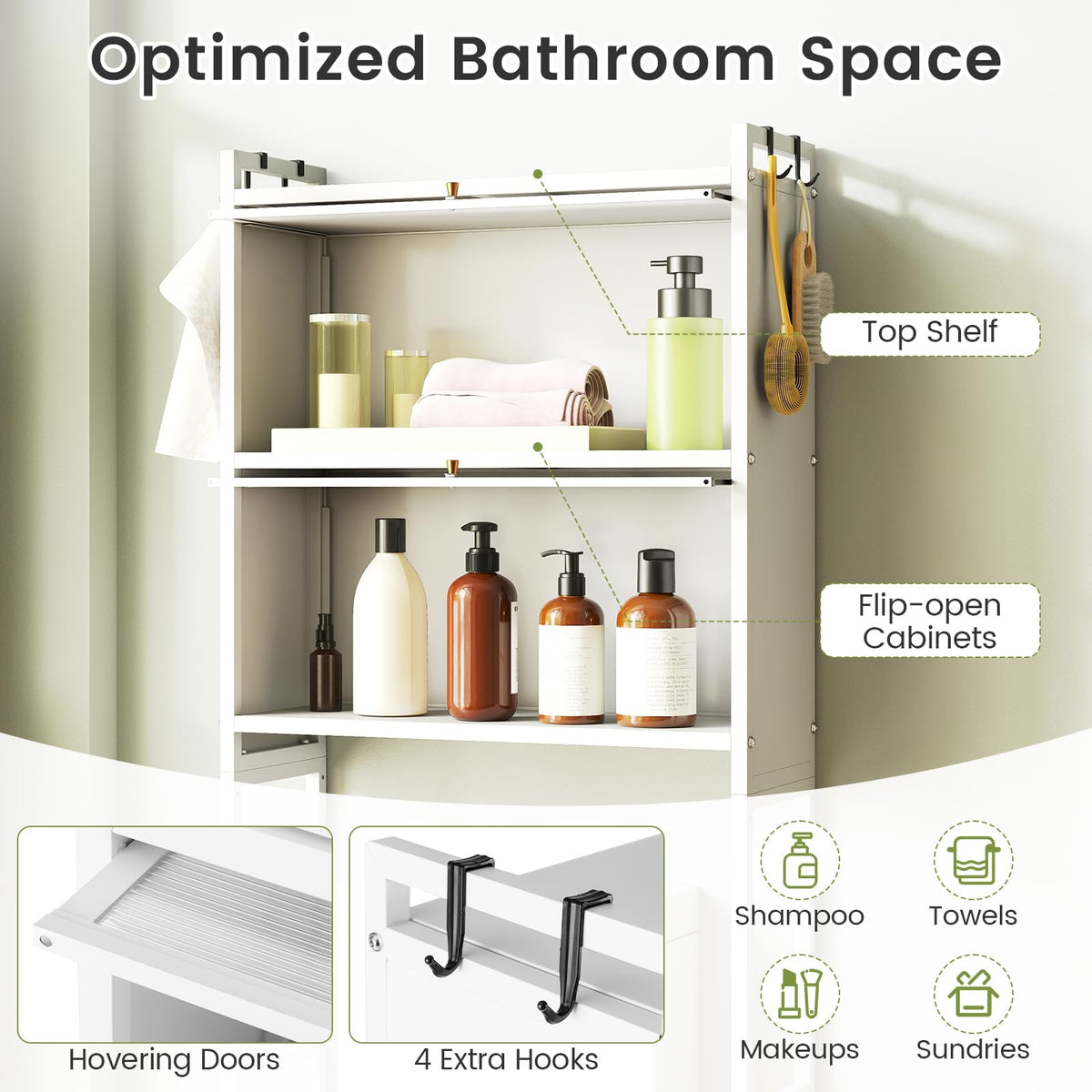 Goflame Over The Toilet Storage Cabinet for Restroom