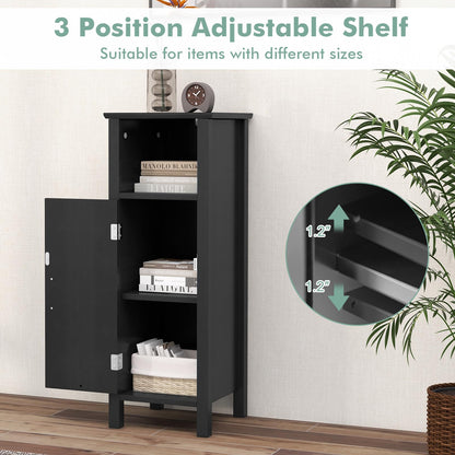 Goflame Narrow Bathroom Storage Cabinet - Corner Unit with Open Compartment, Adjustable Shelf