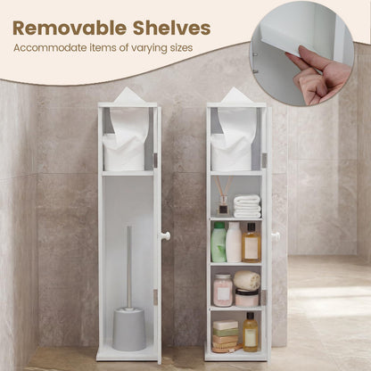 Goflame Small Bathroom Storage Cabinet with Door and Removable Shelves