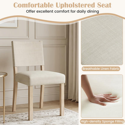 Goflame Set of 2/4 Upholstered Dining Chairs with Linen Fabric Seat