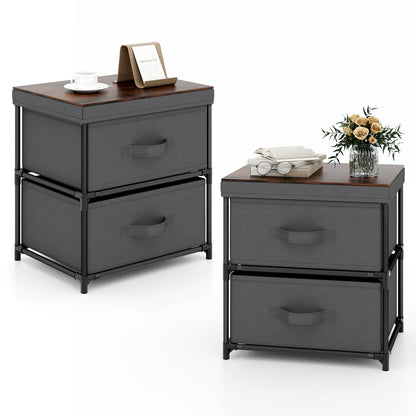 Goflame Nightstand Set of 2 with 2 Fabric Drawers