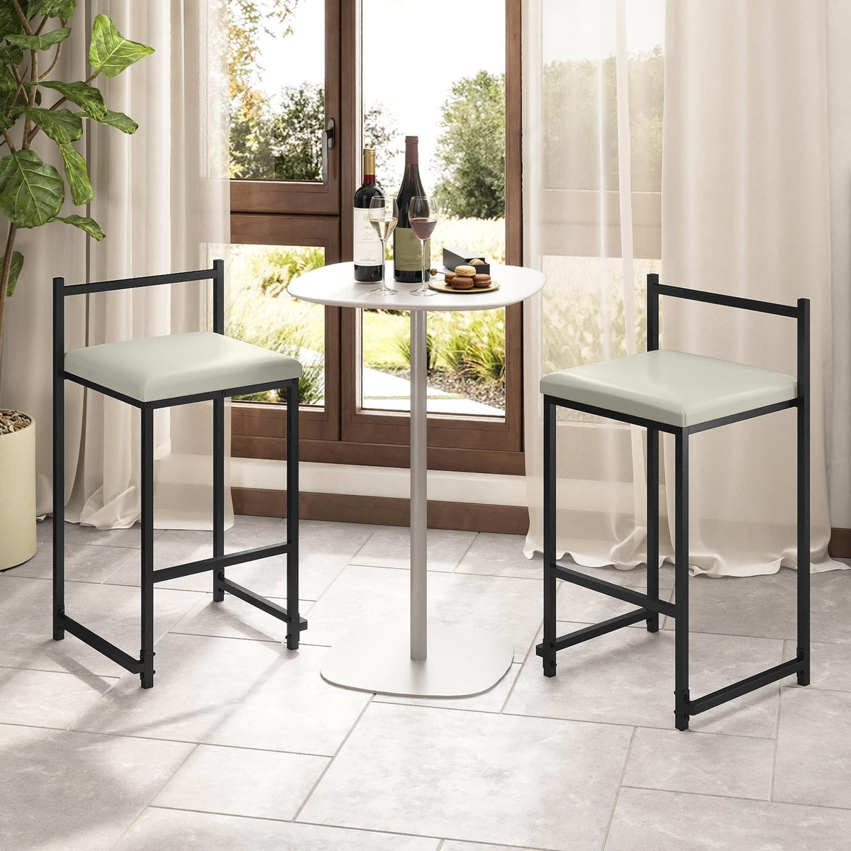 Goflame 26 Inch Modern Metal Bar Stools Set of 2/4 Armless Bar Chairs with Low Back