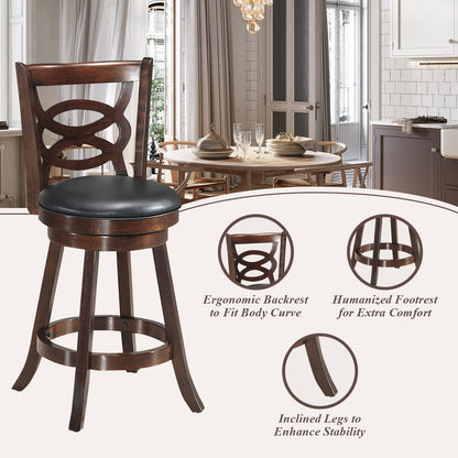Goflame Bar Stools, Counter Height Dining Chair, Fabric Upholstered 360 Degree Swivel