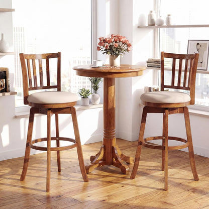 Goflame 30.5" Swivel Bar Stools Set of 2/4 with Rubber Wood Legs & Footrest & Upholstered Seat