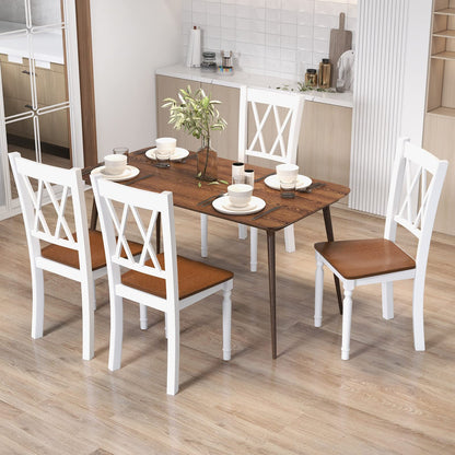 Goflame Dining Room Chairs Set of 4 White - Wooden Farmhouse Kitchen Chairs with Rubber Wood Seat