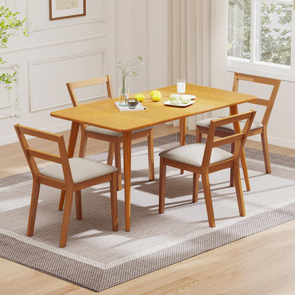 Goflame Wooden Dining Chairs Set of 2/4 Farmhouse Upholstered Kitchen Chairs with Rubber Wood Legs & Fabric Padded Seat