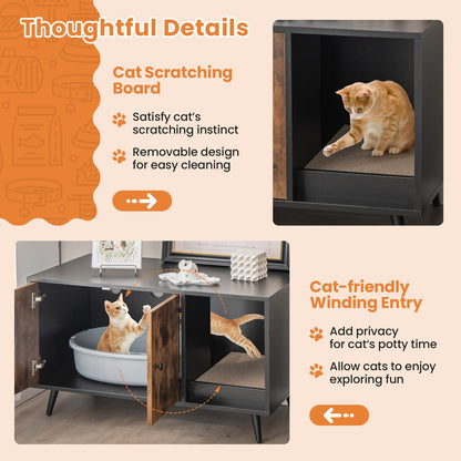 Goflame Cat Litter Box Enclosure, Hidden Cat Washroom Furniture