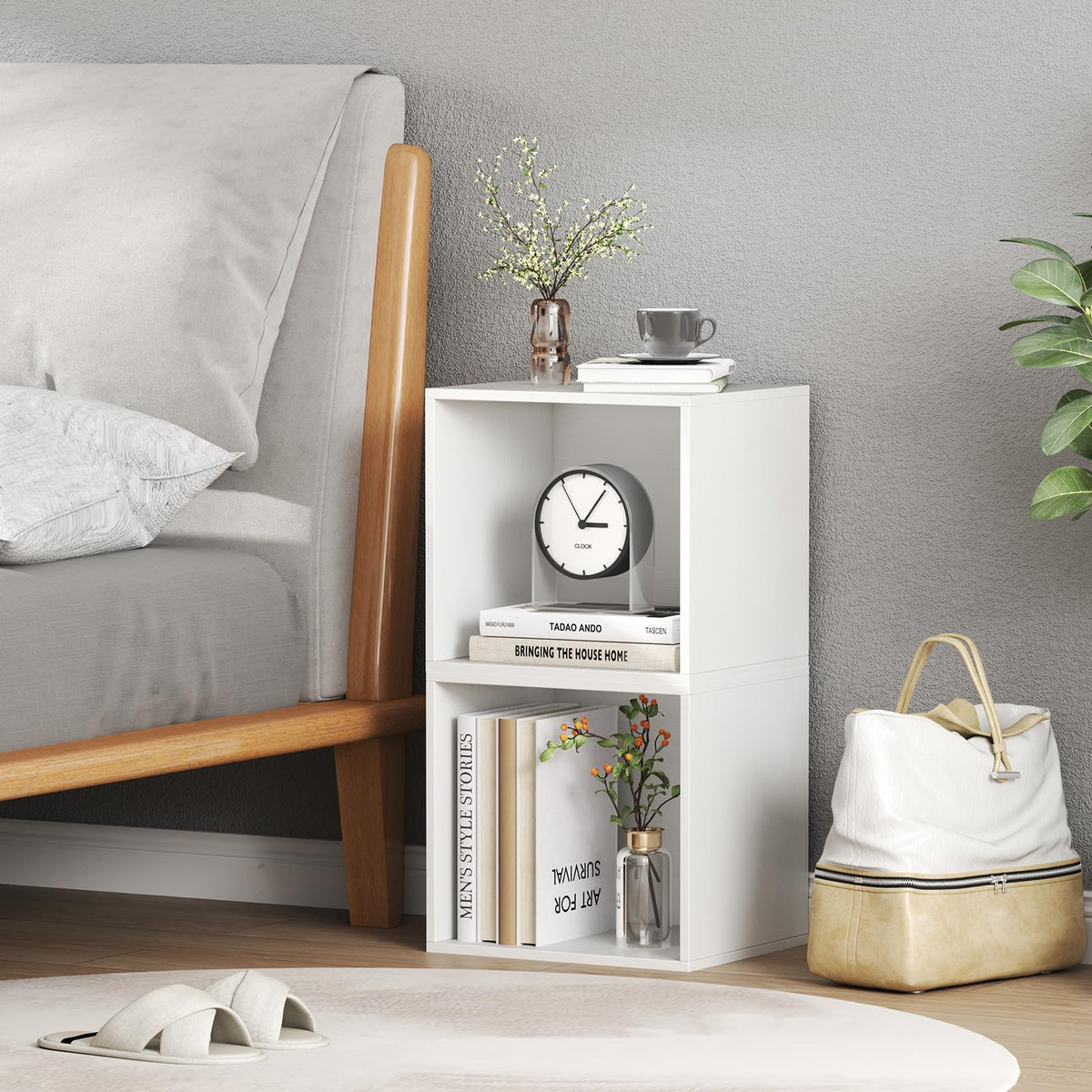 Goflame White Cubby Bookcase