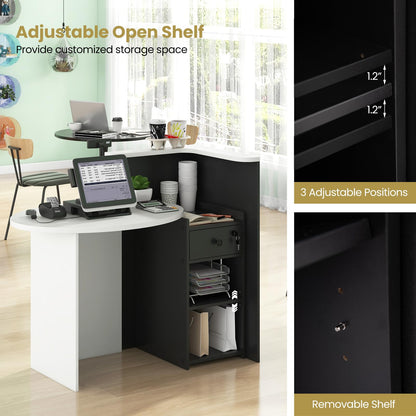 Goflame Front Counter Desk with Lockable Drawer