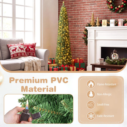 GOFLAME 6/7/9FT Pre-Lit Pencil Christmas Tree