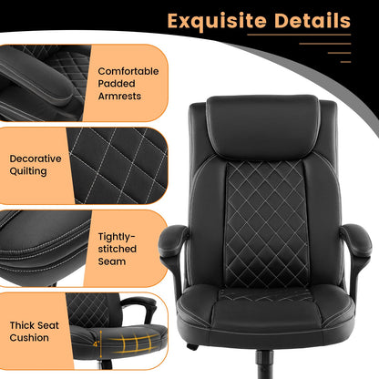 Goflame Executive Office Chair, Leather Like Desk Chair with Thick Headrest Cushion & Padded Armrests, Black