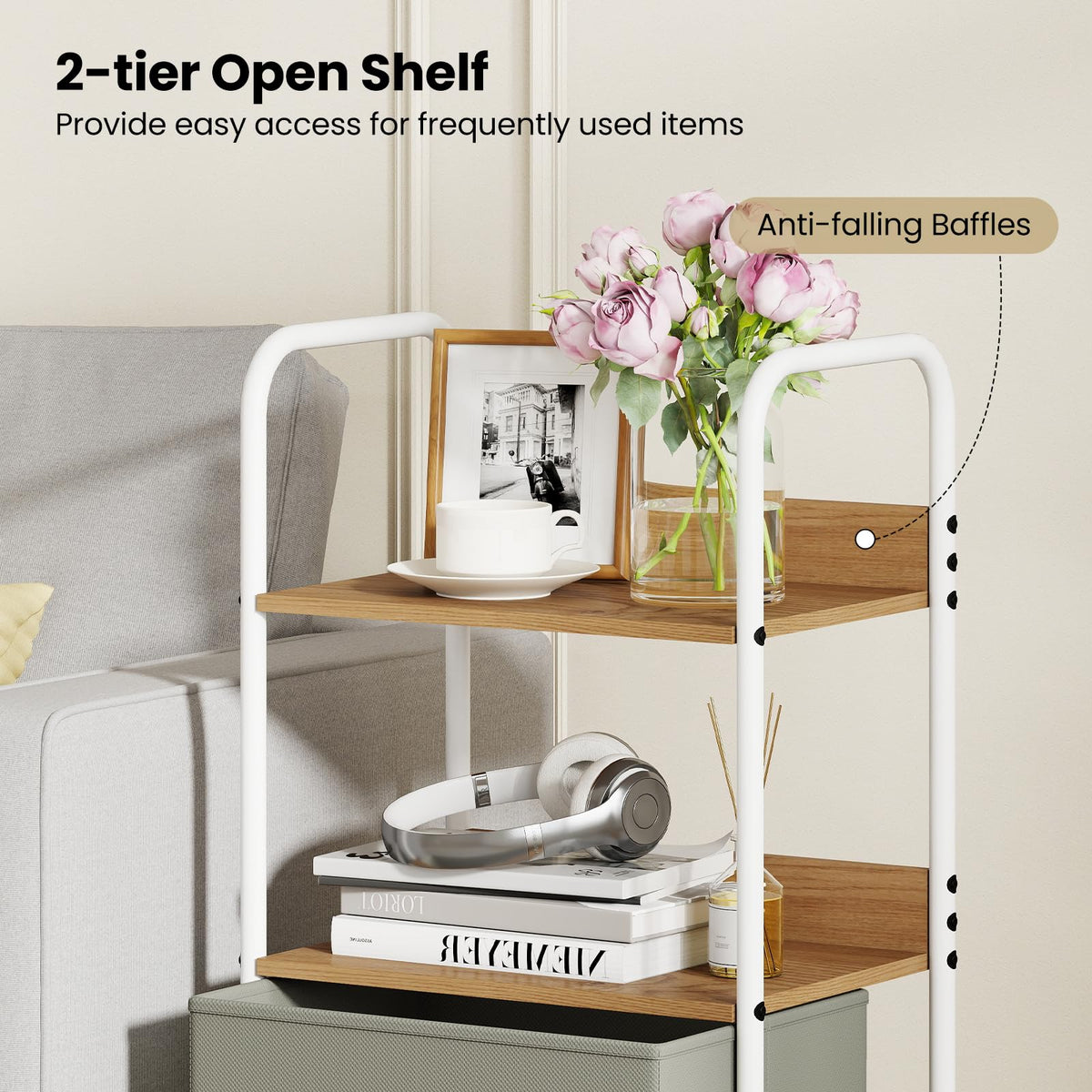Goflame Utility Rolling Cart with Foldable Fabric Drawers