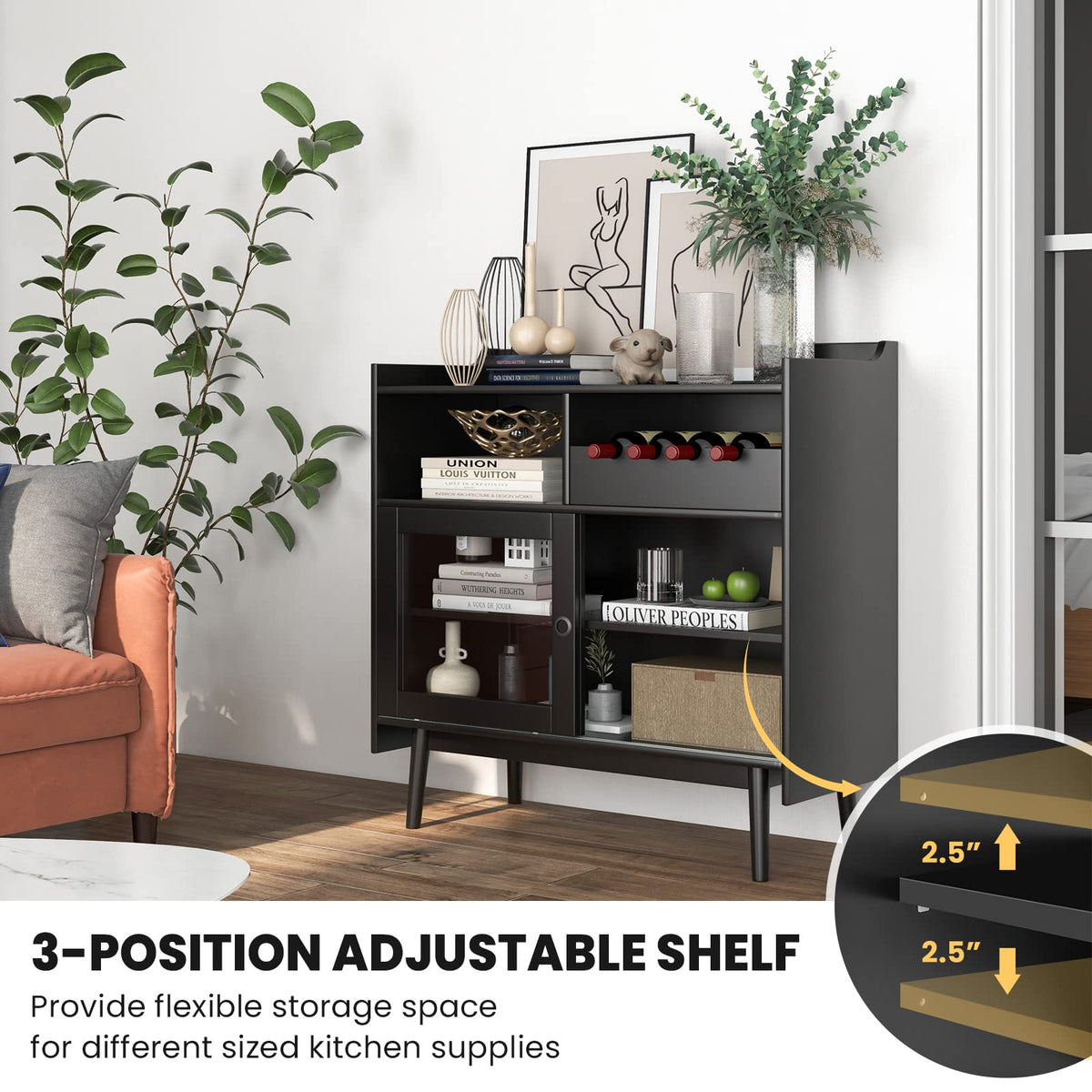 Goflame Buffet Sideboard, Modern Coffee Bar Storage Cabinet