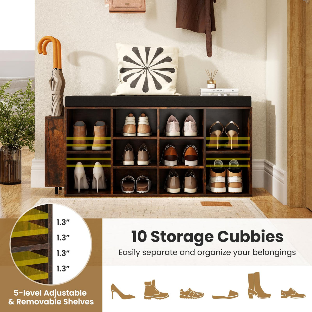 Goflame Shoe Storage Bench with Umbrella Stand