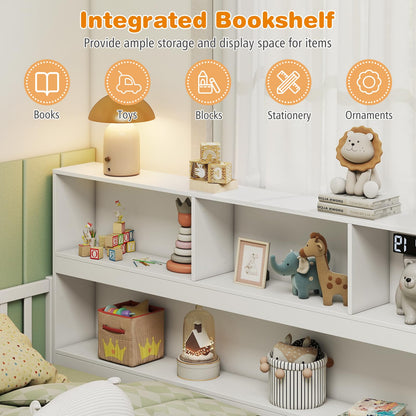 Goflame Wooden Montessori Bed Frame with Bookcase