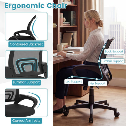 Goflame Ergonomic Mesh Office Chair | Mid-Back Computer Chair with Breathable Backrest