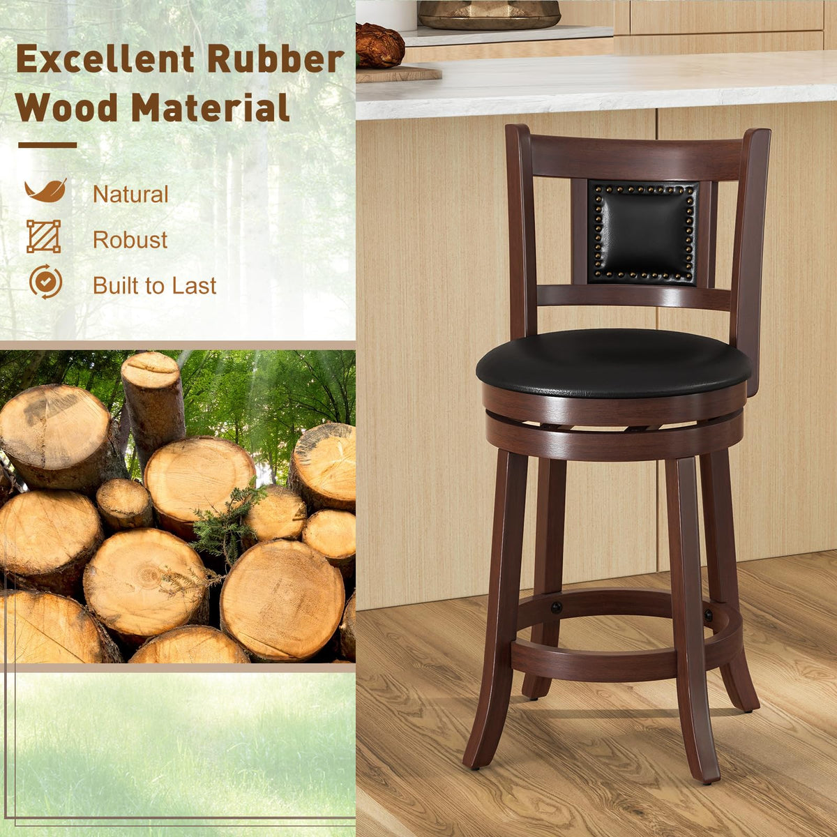 Goflame Swivel Bar Stools Set