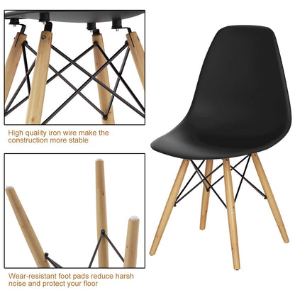Goflame Dining DSW Chairs with Linen Cushion, Modern Mid Century Shell Chairs w/ Wood Legs