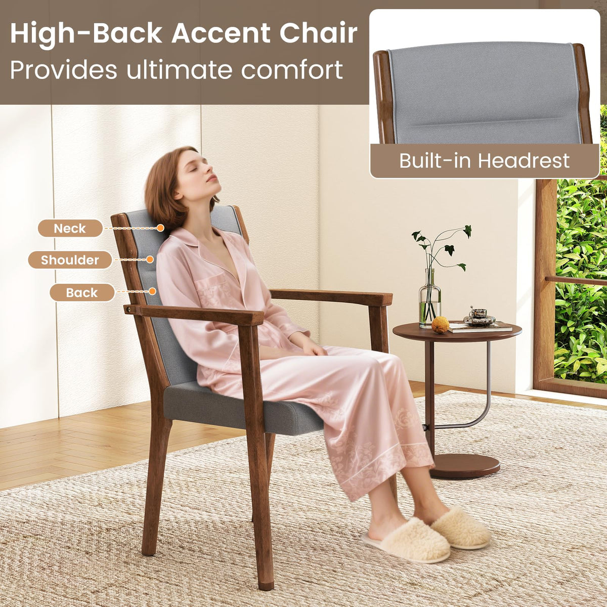 Goflame Mid Century Modern Dining Chairs Set of 2/4 Upholstered Accent Chair with High Back