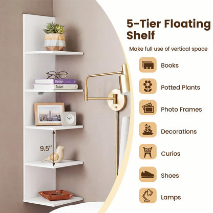 GOFLAME 5-Tier Wall Shelf for Living Room