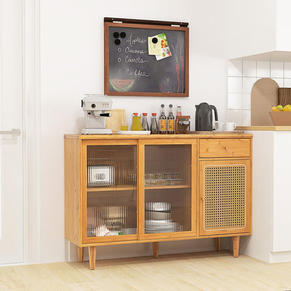 Goflame Sideboard, Bamboo Buffet Cabinet with Storage