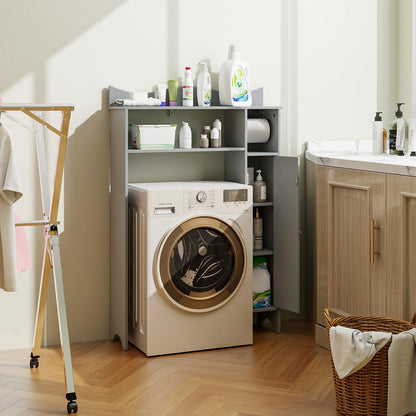 Goflame Over-The-Toilet Storage Cabinet, Bathroom Freestanding Space Saver with 1-Door Side Storage Cabinet & Paper Holder