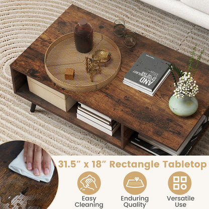 Goflame Coffee Table with Storage for Living Room