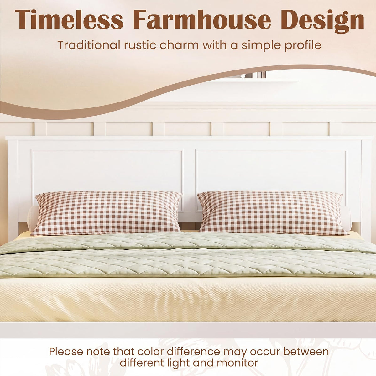 Goflame Wood Queen/Full/Twin Size Bed Frame with Wooden Slat Support