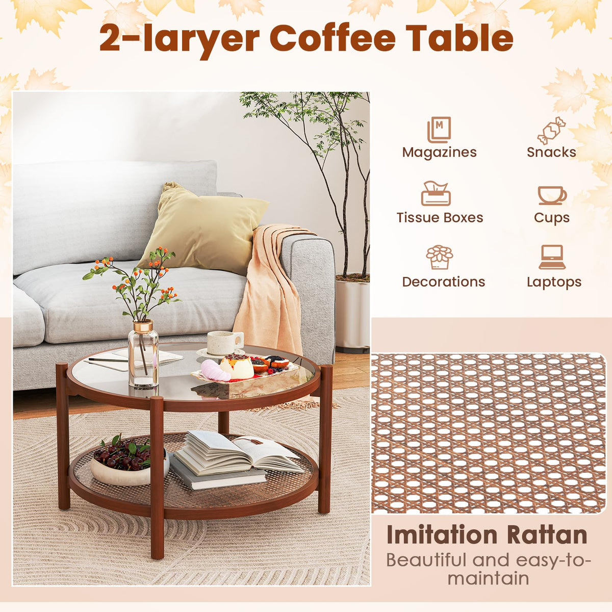 Goflame Rattan Coffee Table