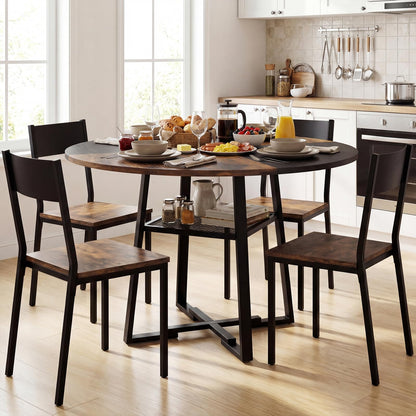 Goflame Round Dining Table for 4-6 | 47.5" Circle Kitchen Table with Storage Shelf