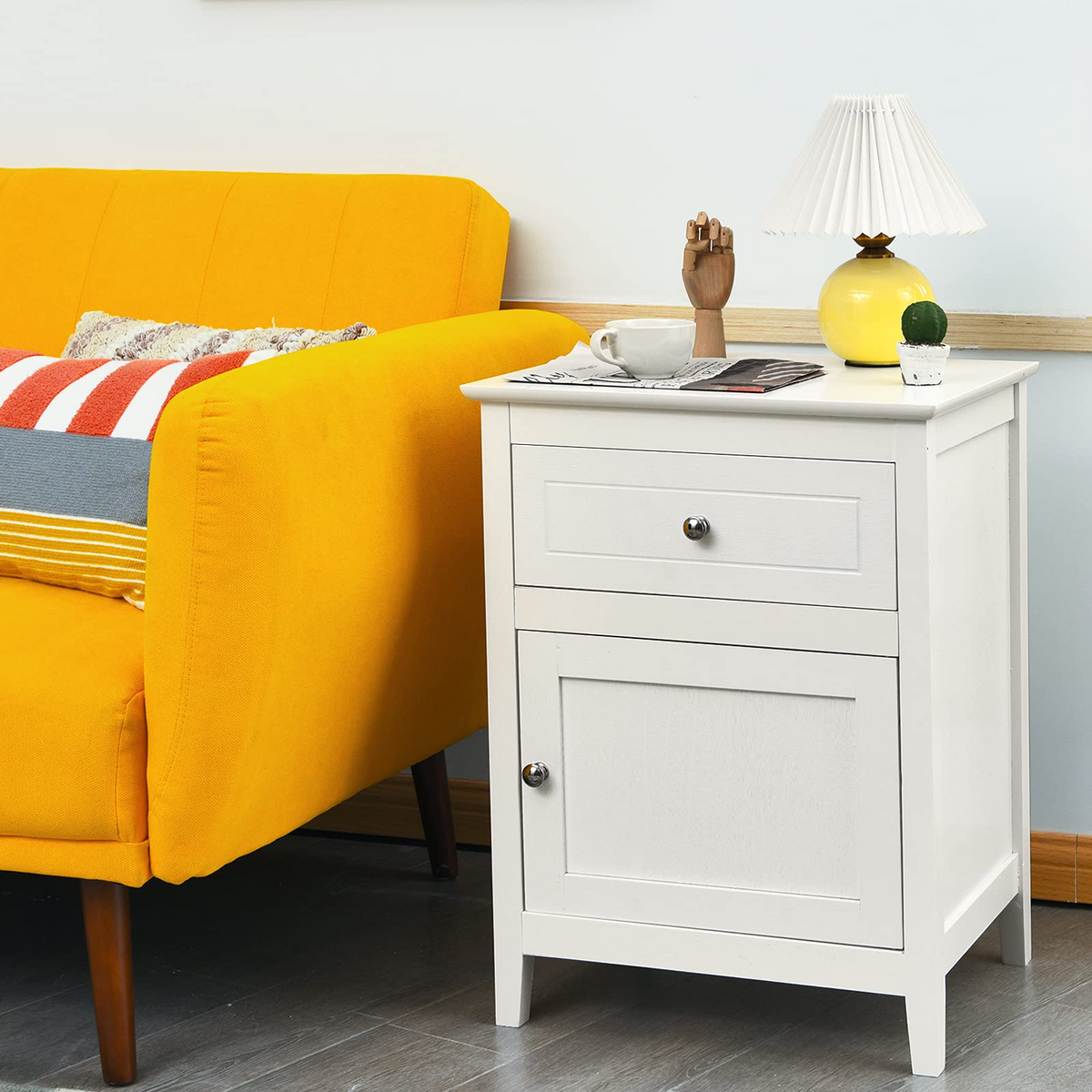 Wooden End Table W/Shelf - Goflame
