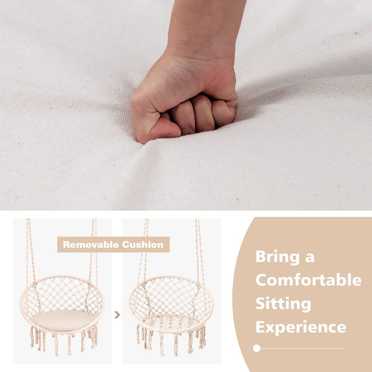 Hammock Chair Macrame Swing - Goflame